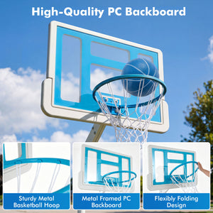 Splash & Shoot Pool Basketball Hoop with Adjustable Height & 2 Balls and Pump-Blue view 7