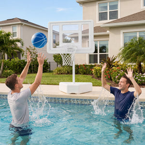 Splash & Shoot Pool Basketball Hoop with Adjustable Height & 2 Balls and Pump-White view 3