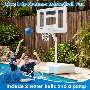 Splash & Shoot Pool Basketball Hoop with Adjustable Height & 2 Balls and Pump-White view 6