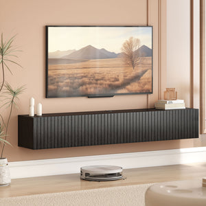 71" Floating TV Stand for TVs up to 72 Inch, Wall Mount Media Console with 2 Fluted Flip-Down Doors – view 21