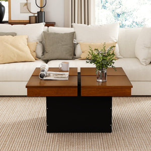 Square Coffee Table Mid Century Modern Center Table-Walnut view 3
