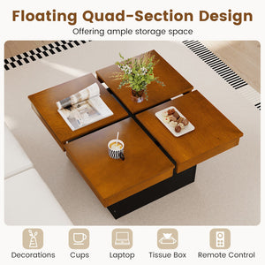 Square Coffee Table Mid Century Modern Center Table-Walnut view 8