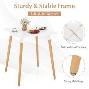Square Dining Table with Adjustable Foot Pads for Dining Room Kitchen-White view 8