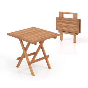 Square Patio Folding Table Indonesia Teak Wood with Slatted Tabletop Portable for Picnic view 4