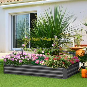 6' x 3' x 1' Raised Garden Bed with 2 Trellis Tomato Cages, Steel Frame Elevated Planter Box, Black – view 14
