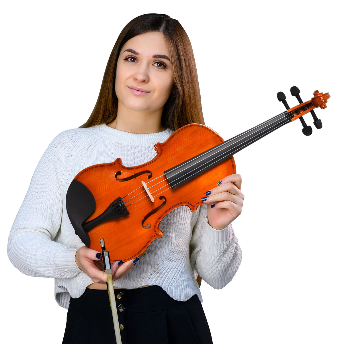 Soozier 4/4 Violin Maple Wood Full Set of Accessories Storage Box, Orange