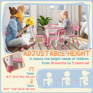 Qaba 5 Pieces Toddler Table and Chair Set, Height Adjustable Activity Table and Chair Set for Nursery Classroom
