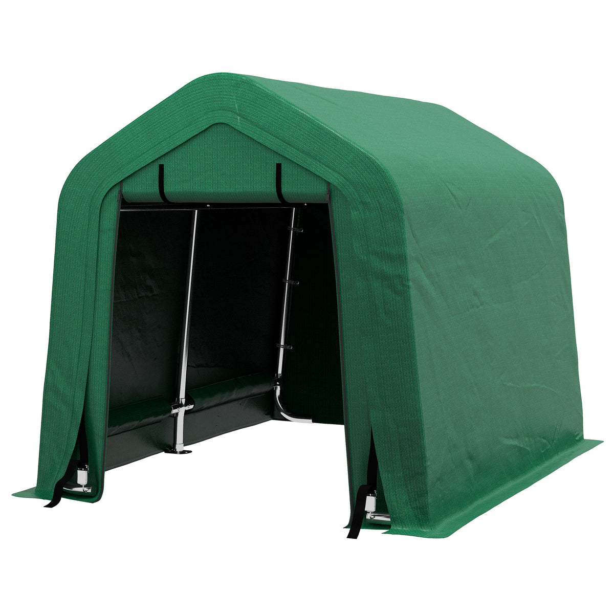 8' x 6' Carport with Sidewalls and Roll-up Door, Outdoor Storage Shelter for Motorcycle and Car, Grey – view 8