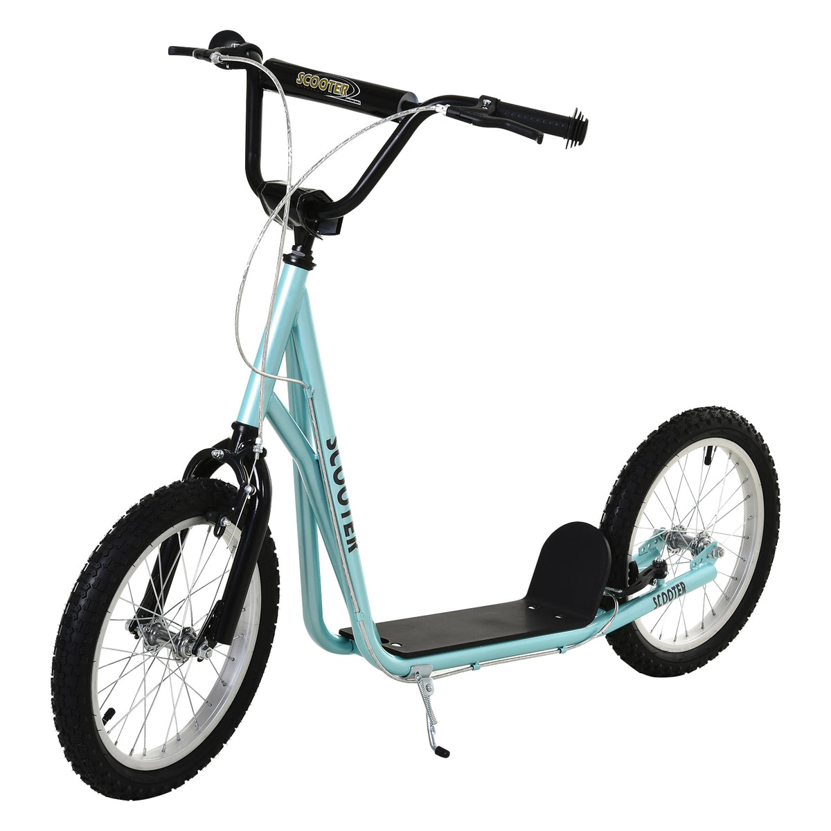 Aosom Kids Kick Scooter for 5+ Year Old, Kids Ride on Toy w/ 16'' Inflatable Wheel Dual Brakes