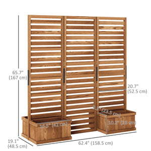 Outdoor Privacy Screen Wood Privacy Panel with 4 Planter Boxes, Raised Bed with 3 Panels, Drainage Holes – view 2