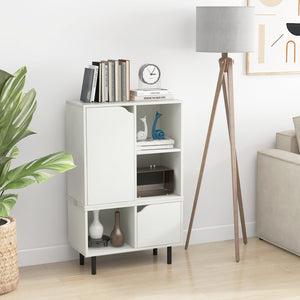 Stackable Bookcase with Adjustable Shelf and Cubes-White view 2