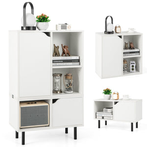 Stackable Bookcase with Adjustable Shelf and Cubes-White view 4