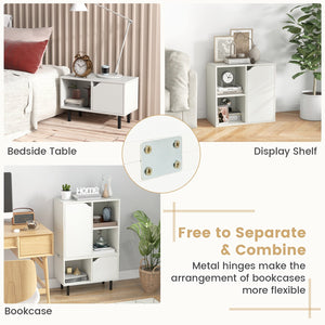 Stackable Bookcase with Adjustable Shelf and Cubes-White view 7