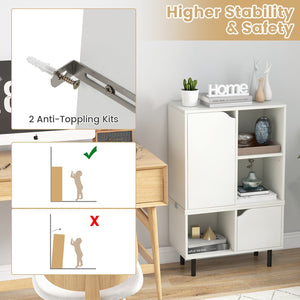 Stackable Bookcase with Adjustable Shelf and Cubes-White view 8
