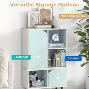 Stackable Bookcase with Adjustable Shelf and Cubes-White view 9