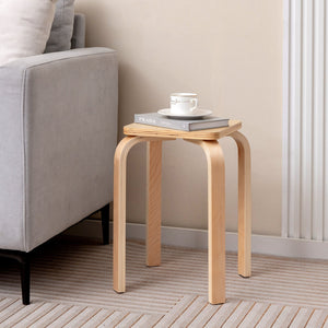 Stackable Stools Set of 4 with Square Top and Rounded Corners-Natural view 6