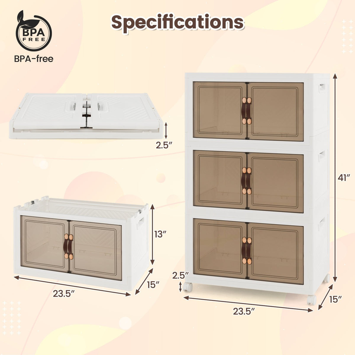 Stackable Storage Bins with Lockable Wheels-3 Pack view 5