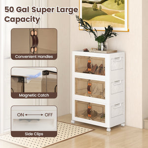Stackable Storage Bins with Lockable Wheels-3 Pack view 6