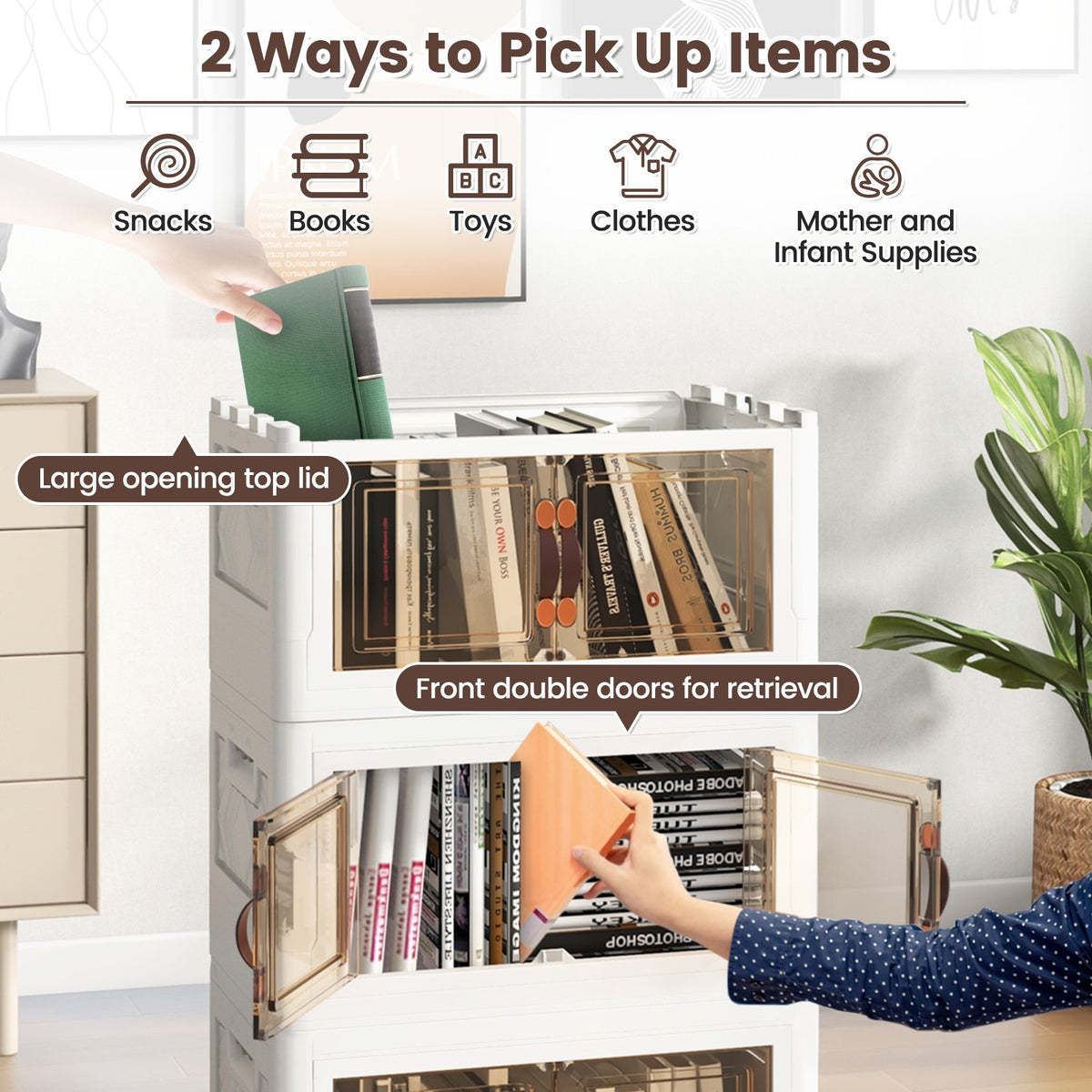 Stackable Storage Bins with Lockable Wheels-3 Pack view 7