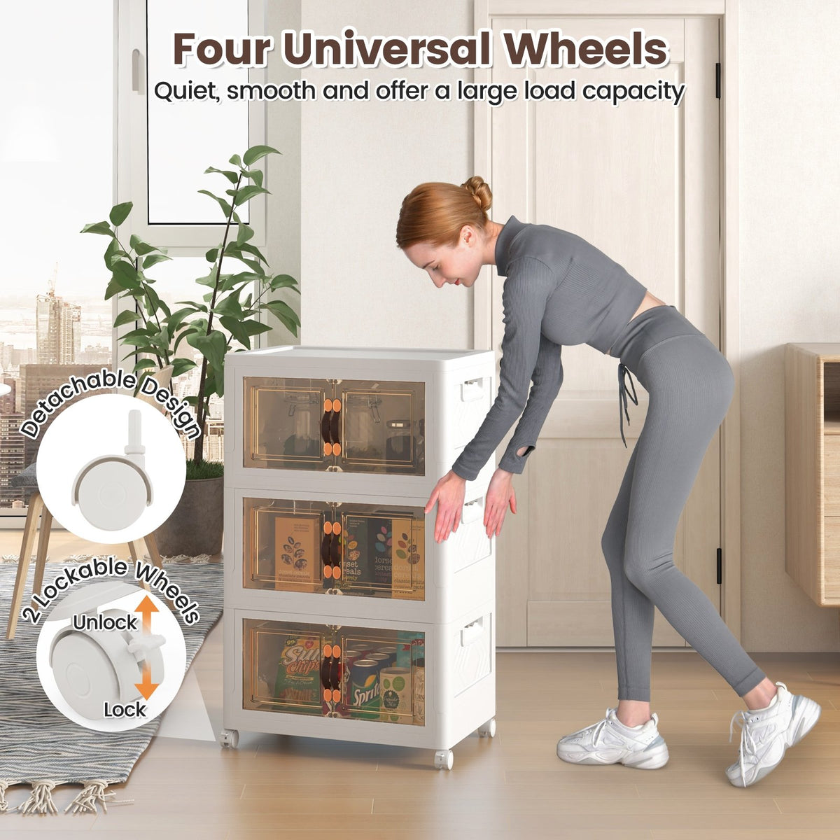 Stackable Storage Bins with Lockable Wheels-3 Pack view 8
