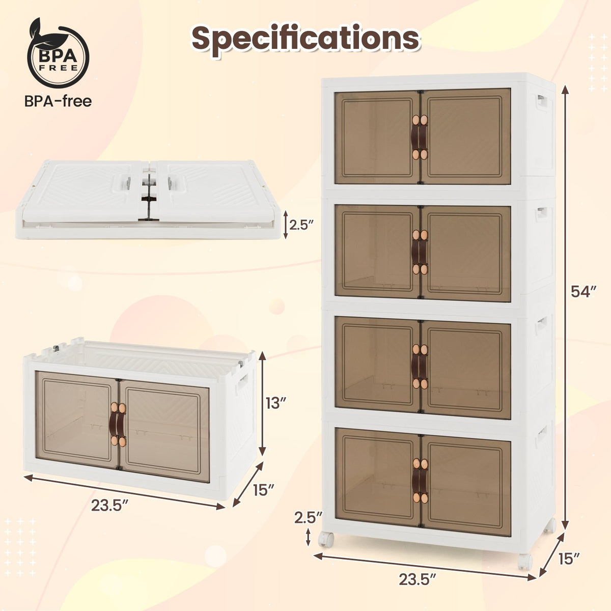 Stackable Storage Bins with Lockable Wheels-4 Pack view 5