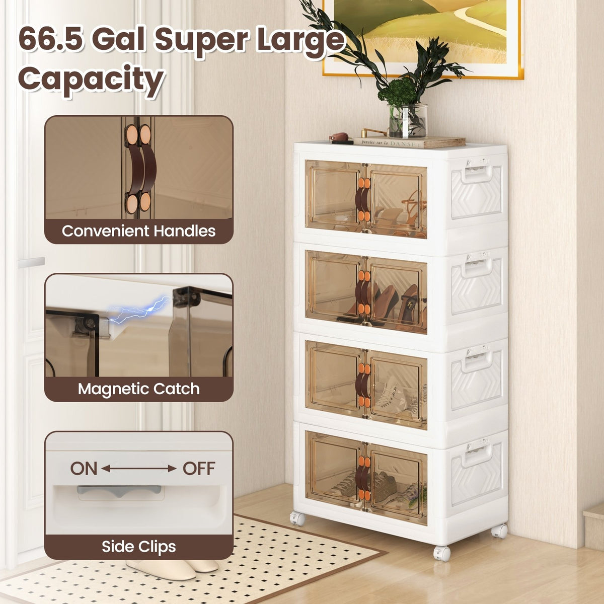 Stackable Storage Bins with Lockable Wheels-4 Pack view 6