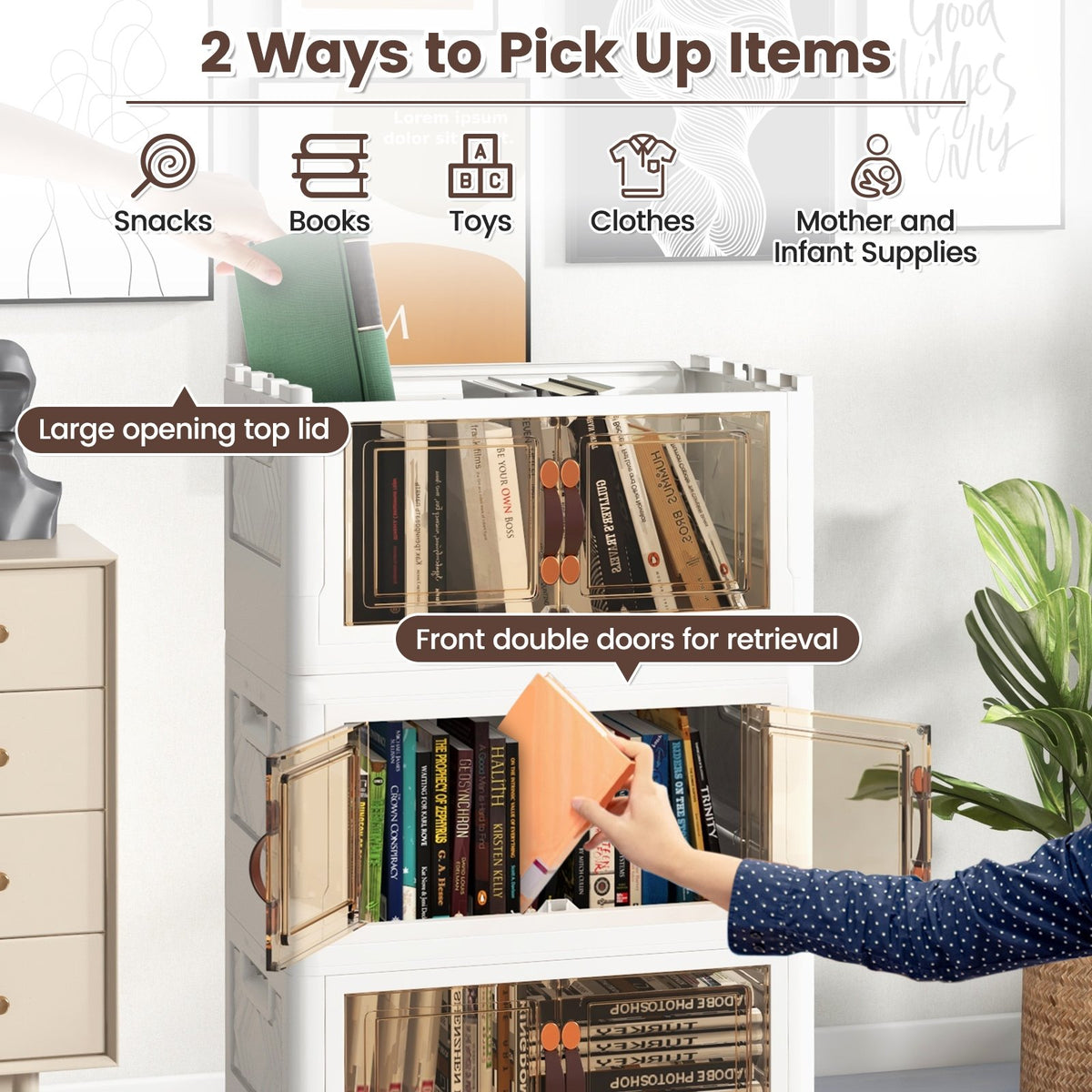 Stackable Storage Bins with Lockable Wheels-4 Pack view 7