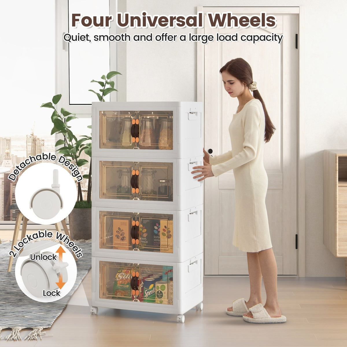Stackable Storage Bins with Lockable Wheels-4 Pack view 8