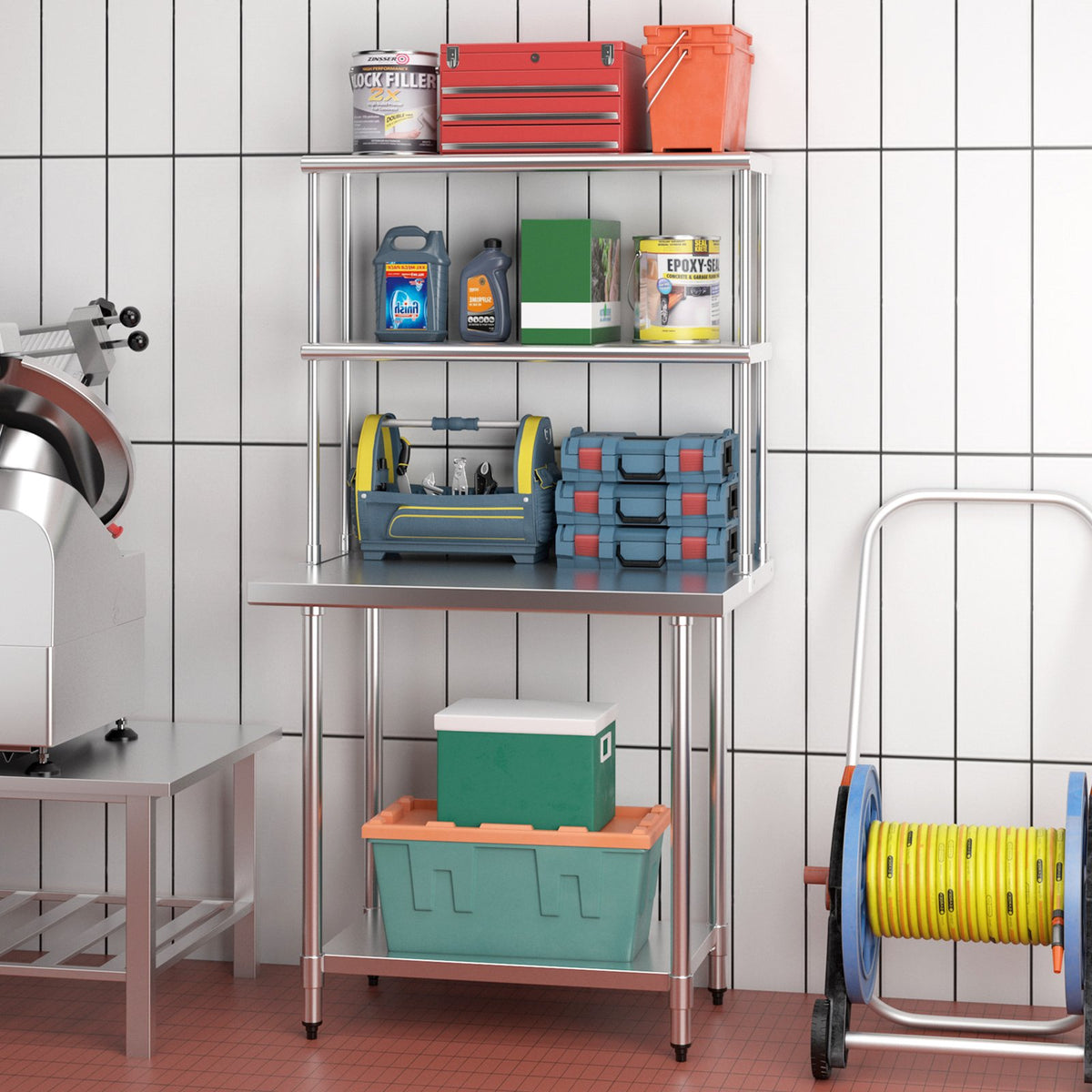 Stainless Steel Overshelf with Adjustable Lower Shelf for Restaurant Kitchen view 3