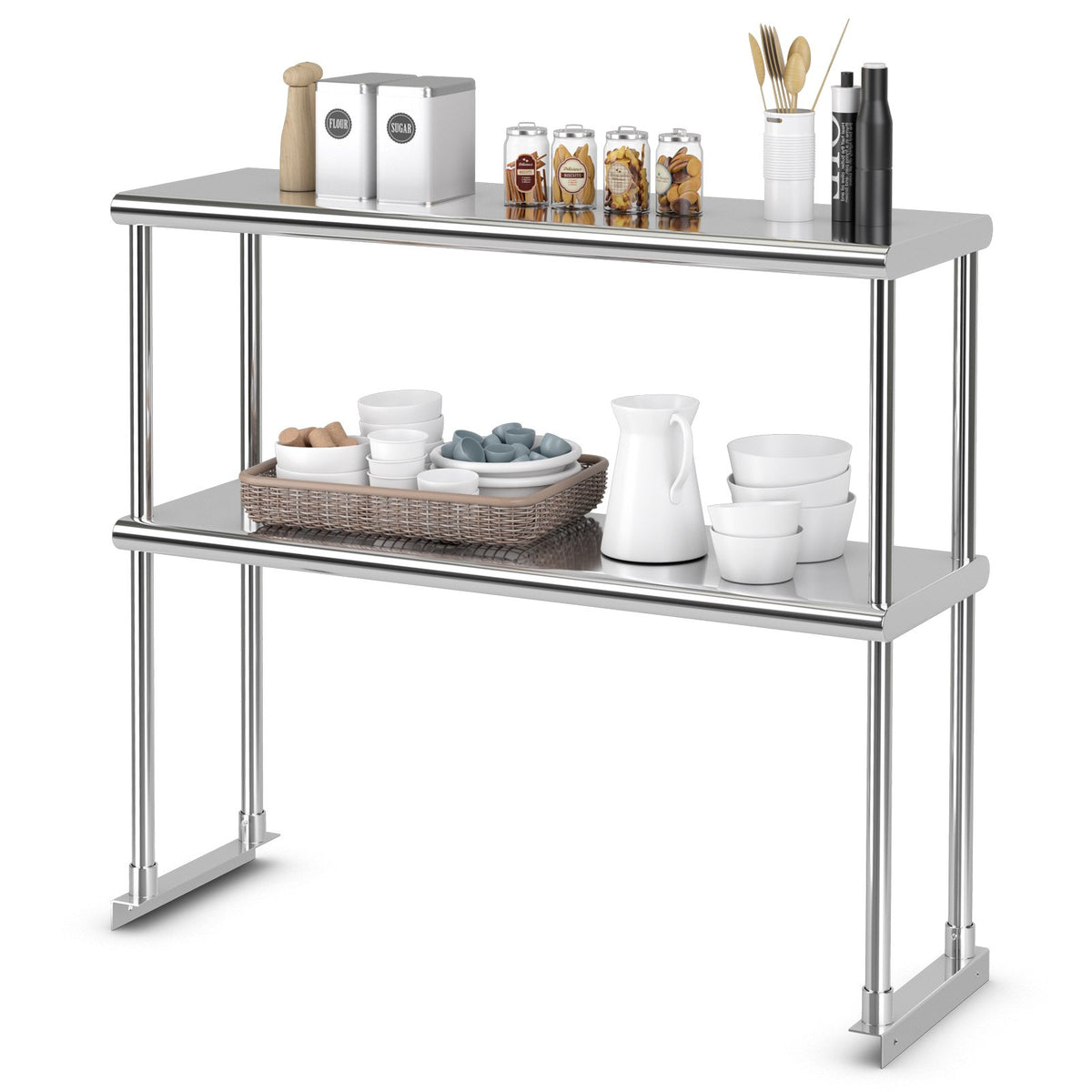 Stainless Steel Overshelf with Adjustable Lower Shelf for Restaurant Kitchen view 4