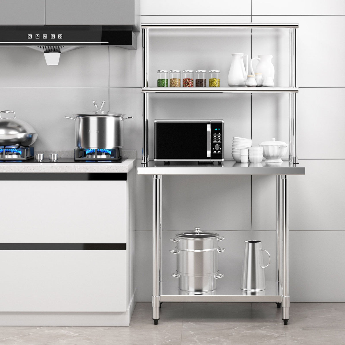 Stainless Steel Overshelf with Adjustable Lower Shelf for Restaurant Kitchen view 6