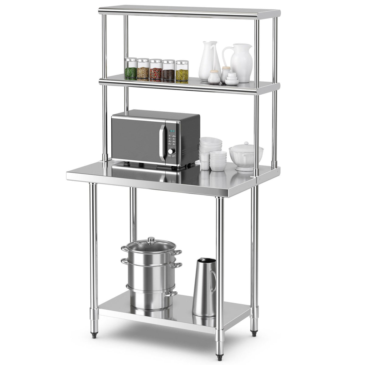 Stainless Steel Overshelf with Adjustable Lower Shelf for Restaurant Kitchen view 7