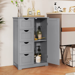 Standing Indoor Wooden Cabinet with 4 Drawers-Gray view 2