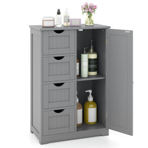 Standing Indoor Wooden Cabinet with 4 Drawers-Gray view 4