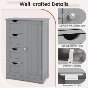 Standing Indoor Wooden Cabinet with 4 Drawers-Gray view 7