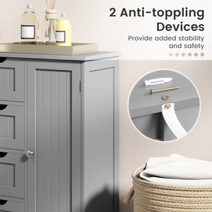 Standing Indoor Wooden Cabinet with 4 Drawers-Gray view 9