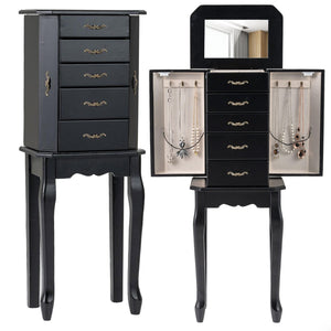 Standing Jewelry Box with 4 Drawers and 2 Side Doors-Black view 3