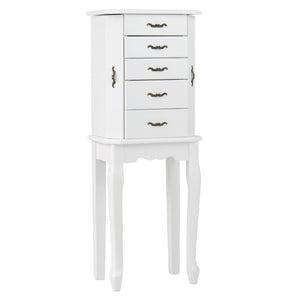 Standing Jewelry Box with 4 Drawers and 2 Side Doors-White