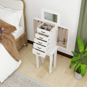 Standing Jewelry Box with 4 Drawers and 2 Side Doors-White view 2