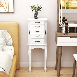 Standing Jewelry Box with 4 Drawers and 2 Side Doors-White view 3
