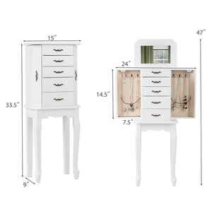 Standing Jewelry Box with 4 Drawers and 2 Side Doors-White view 5