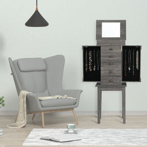Standing Jewelry Cabinet Storage Organizer with Wooden Legs view 2