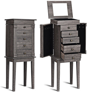 Standing Jewelry Cabinet Storage Organizer with Wooden Legs view 4