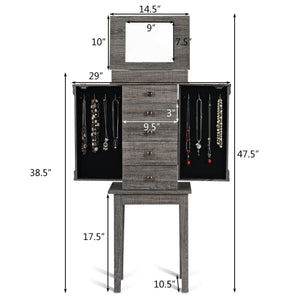 Standing Jewelry Cabinet Storage Organizer with Wooden Legs view 9