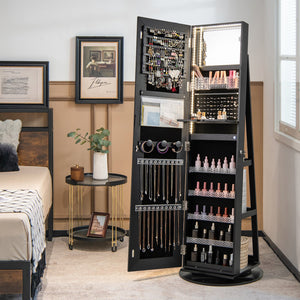 Standing Jewelry Cabinet with Adjustable LED Lights-Black view 3