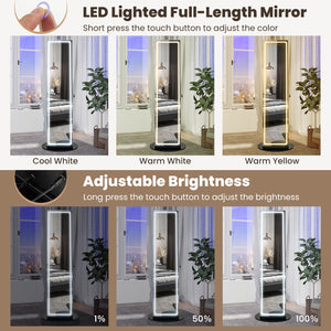 Standing Jewelry Cabinet with Adjustable LED Lights-Black view 8