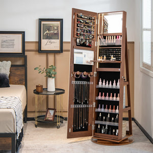 Standing Jewelry Cabinet with Adjustable LED Lights-Brown view 3