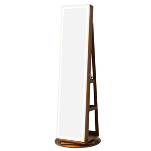 Standing Jewelry Cabinet with Adjustable LED Lights-Brown view 4