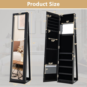 Standing Lockable Jewelry Storage Organizer with Full-Length Mirror-Black view 5