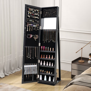 Standing Lockable Jewelry Storage Organizer with Full-Length Mirror-Black view 6
